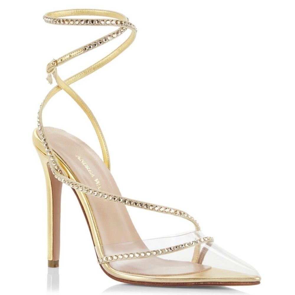 Andrea Wazen Leather & Crystal Pumps size 37.5